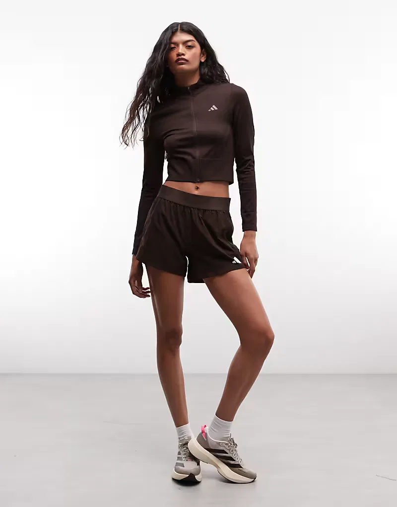 Вязаная тренировочная куртка Adidas, коричневый — фото 2