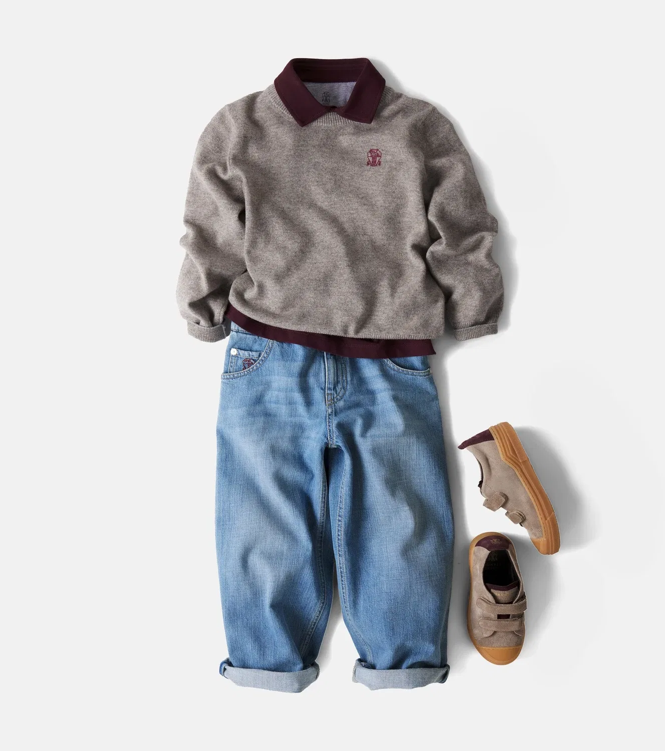 Джинсы широкого кроя Brunello Cucinelli Kids, синий — фото 2