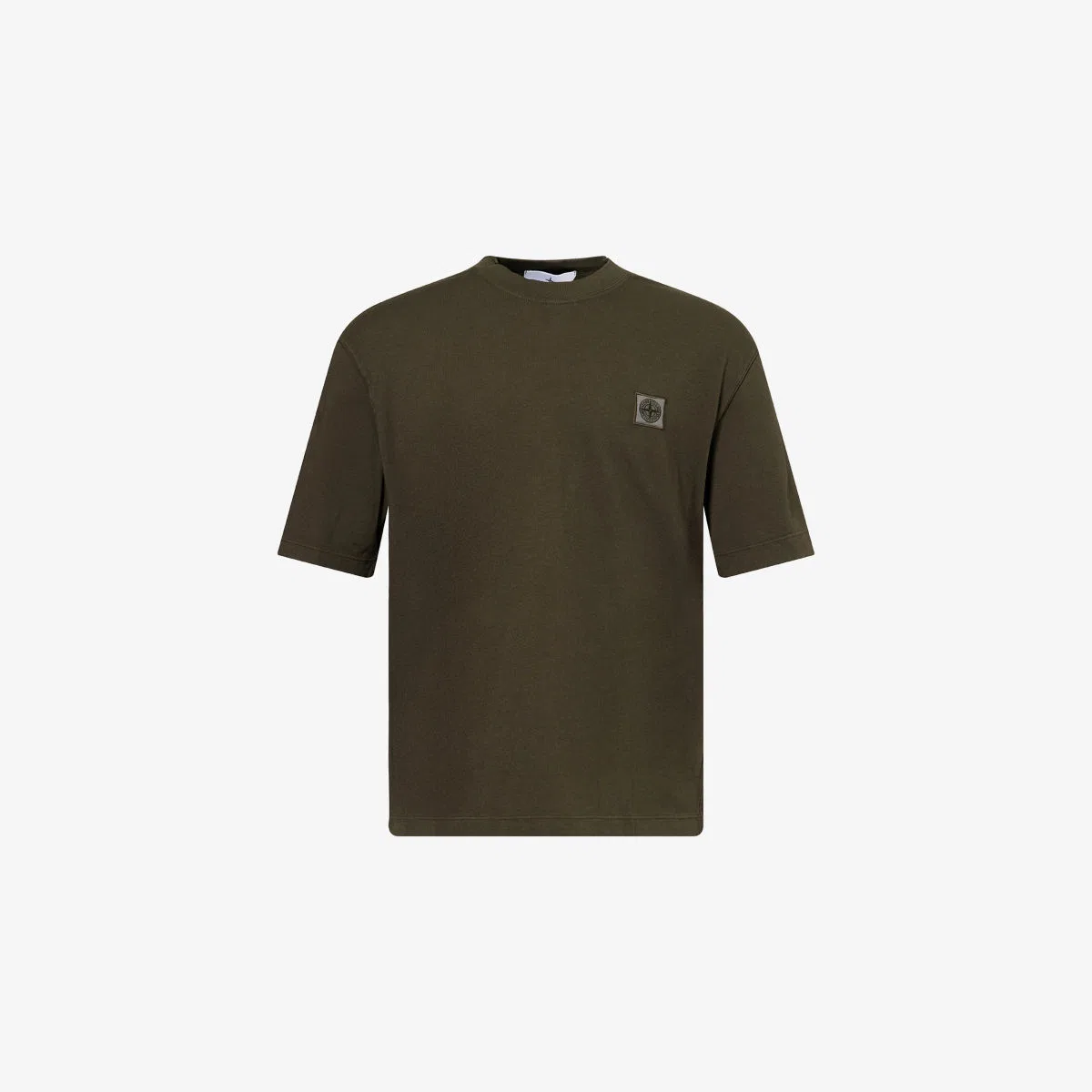 Хлопковая футболка с нашивкой и логотипом, окрашенная в цвет ткани Stone Island, угольно-серый