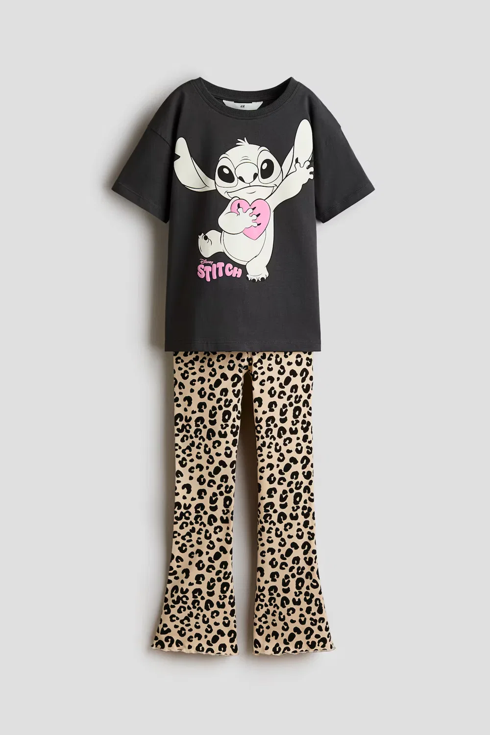 Хлопковый комплект из 2 предметов с принтом H&M, Dunkelgrau/Lilo & Stitch