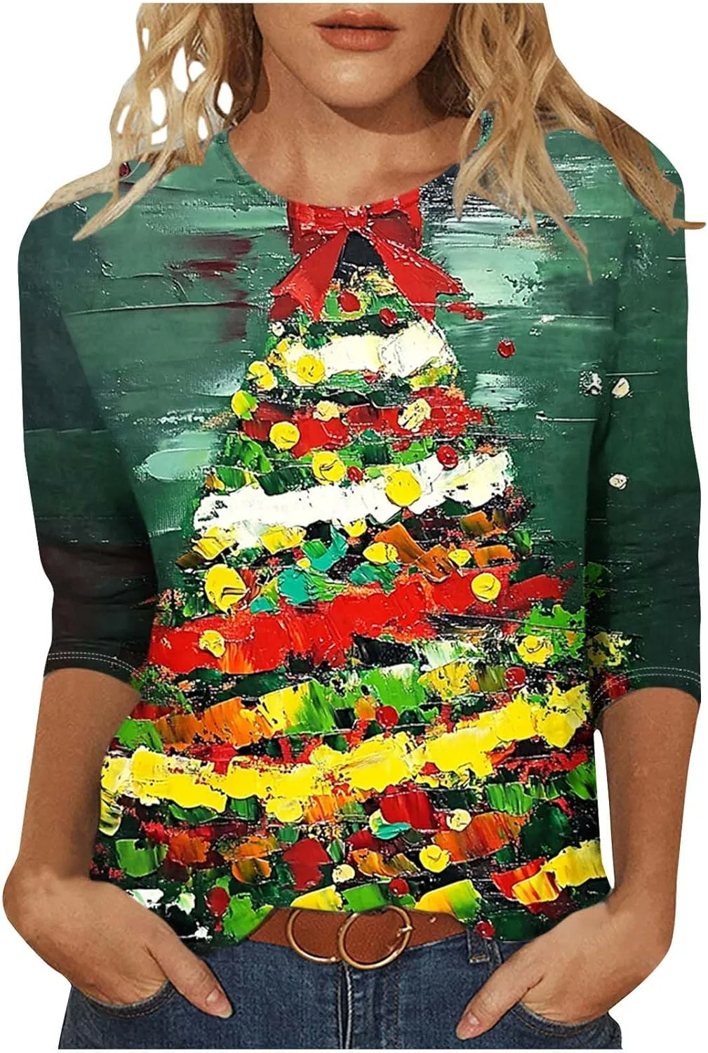 Женская футболка с рождественским принтом Christmas Tree, Multicolor