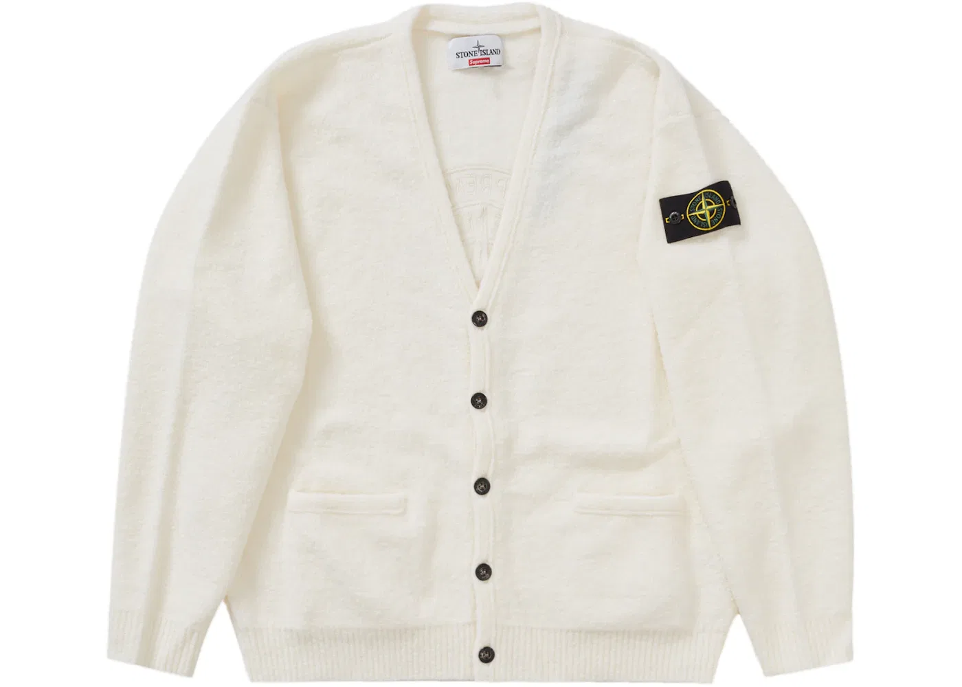 Мужской кардиган из букле Supreme Stone Island Cardigan, White