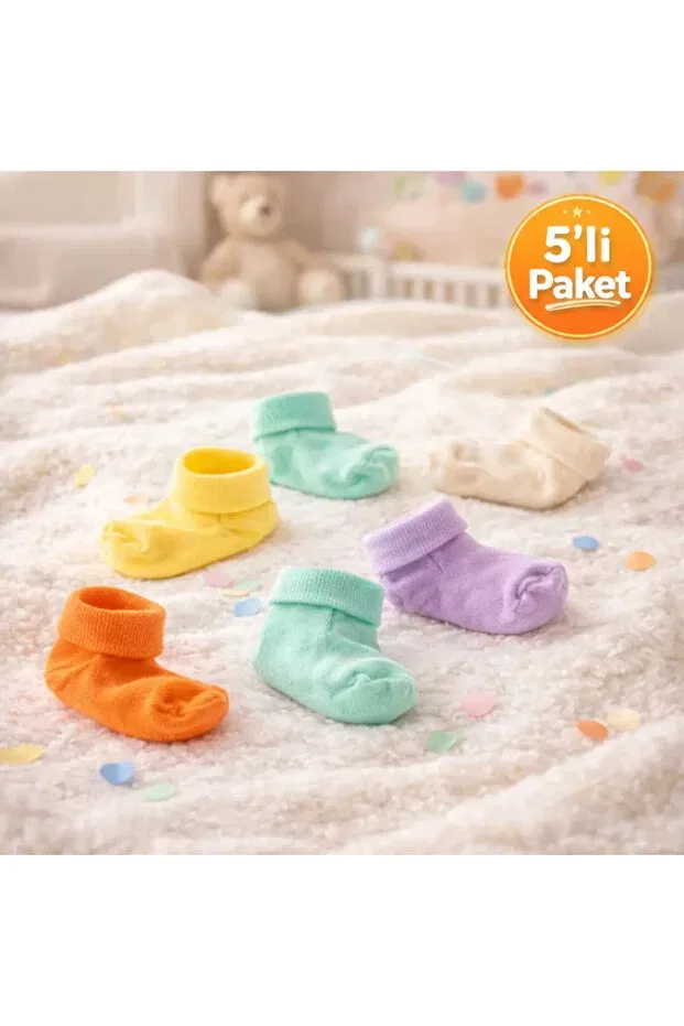 Детские носки для новорожденных хлопковые 5 штук Novibaby, Colour Mix — фото 4