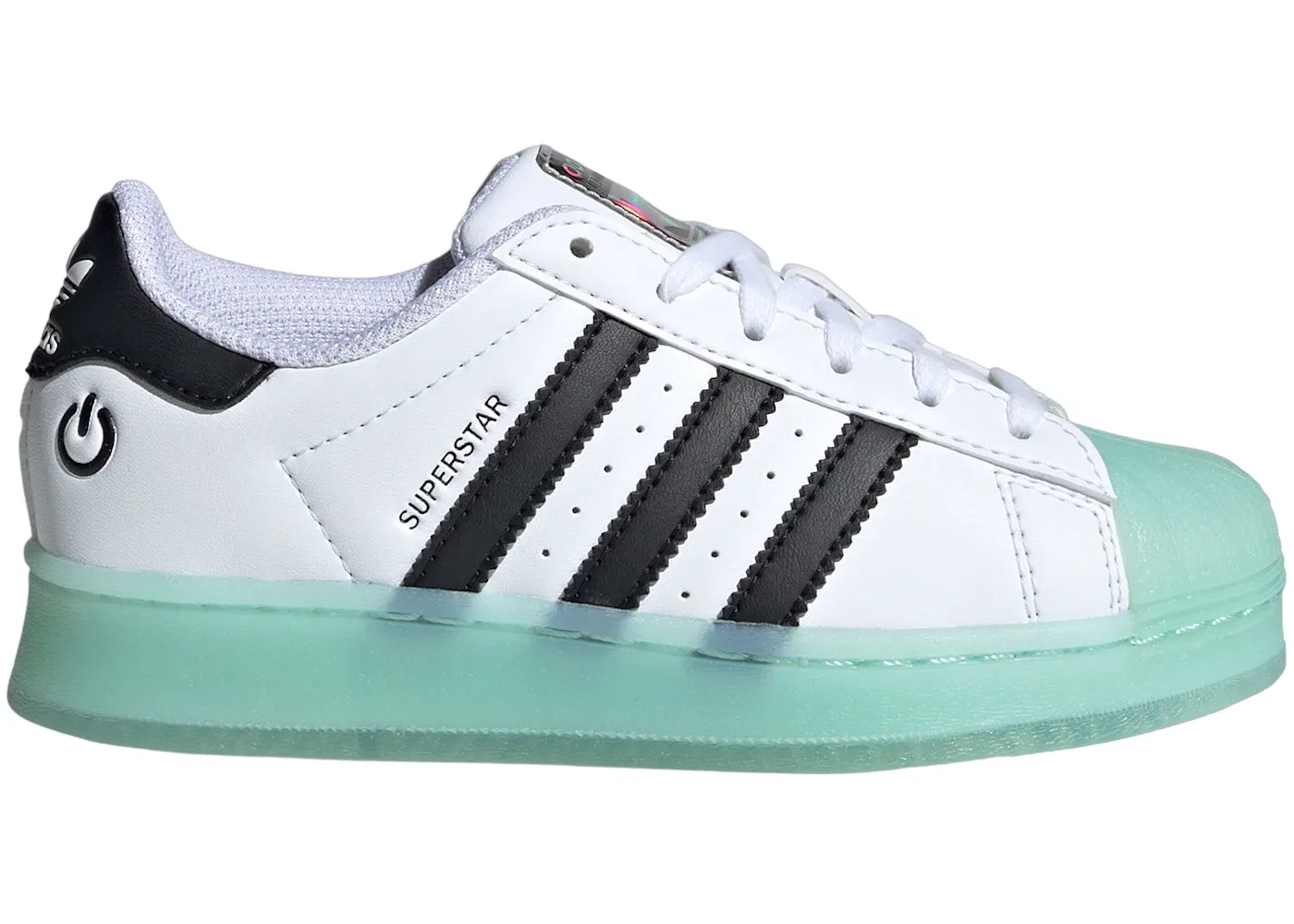 Детские кроссовки Lifestyle с LED-подсветкой Adidas Superstar LED Lights, Cloud White Semi Flash Aqua Core Black