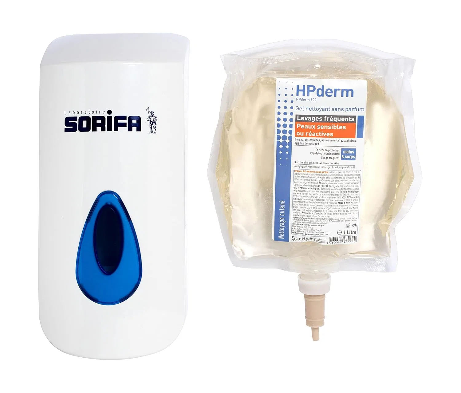 Очищающий гель для рук и тела HPderm без отдушки, SORIFA, 800 мл