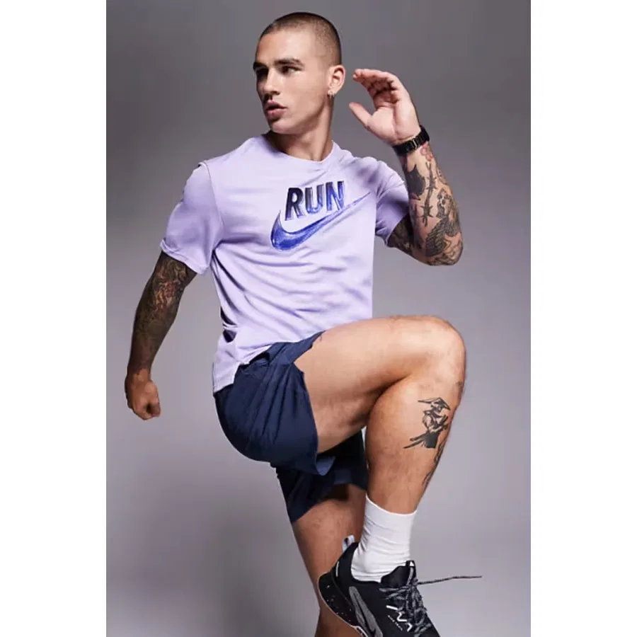 Футболка спортивная с коротким рукавом Dri-Fit Run Energy Miler Ss Nike, Сиреневый — фото 4