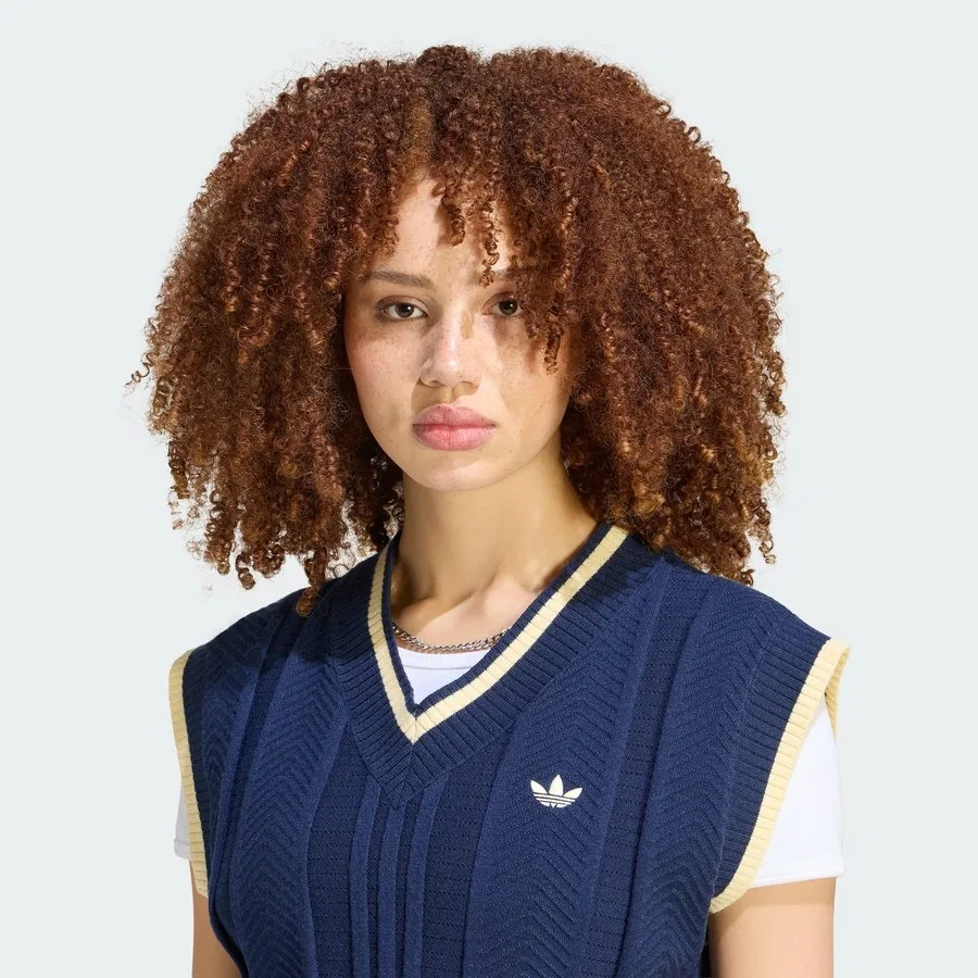 Женский свитер с V-образным вырезом Cable Knit Vest adidas, Красный — фото 4