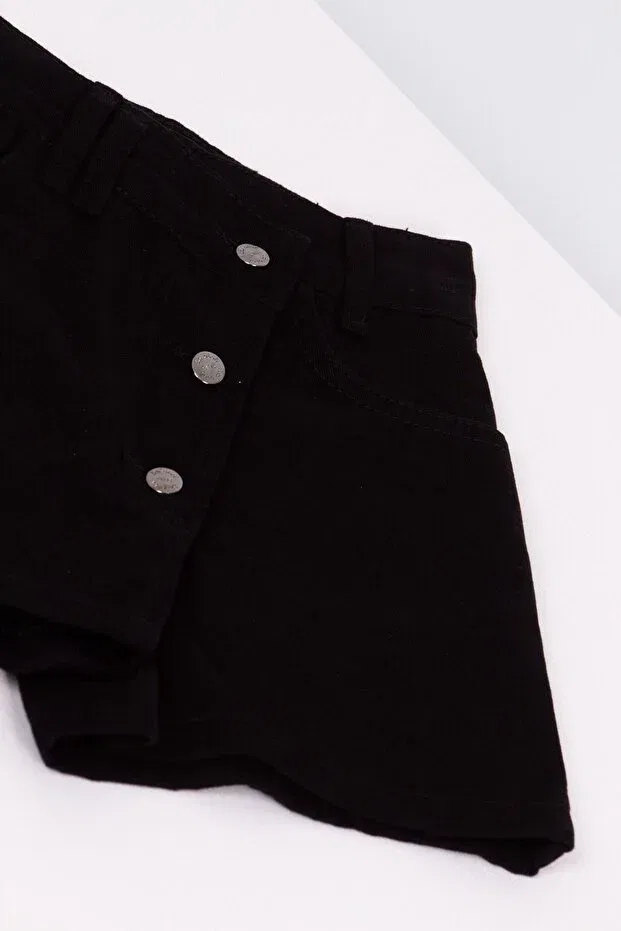 Детская юбка-шорты для девочек джинсовая Gabardine Denim Shorts Skirt Pink Hippo Kids, Black — фото 4