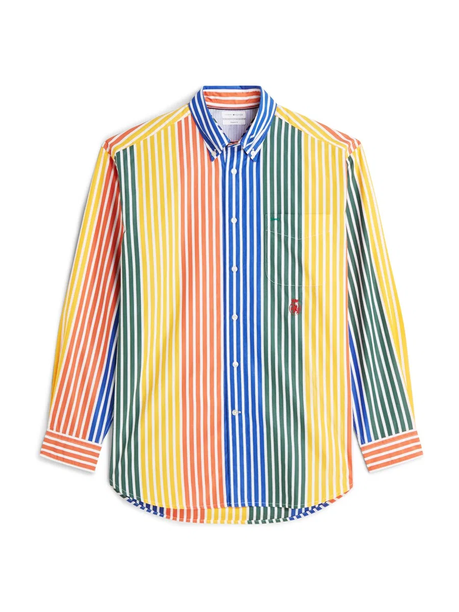 Рубашка TOMMY HILFIGER Comfort fit Button Up Shirt 'Relaxed Fit Multicolour Stripe' оранжевого цвета