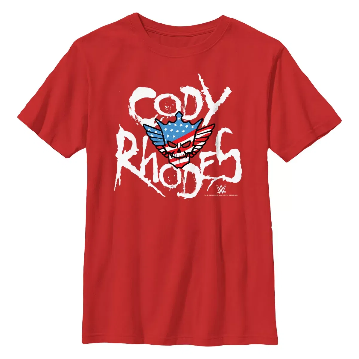 Детская футболка с принтом Rhodes Skull Logo WWE, Красный