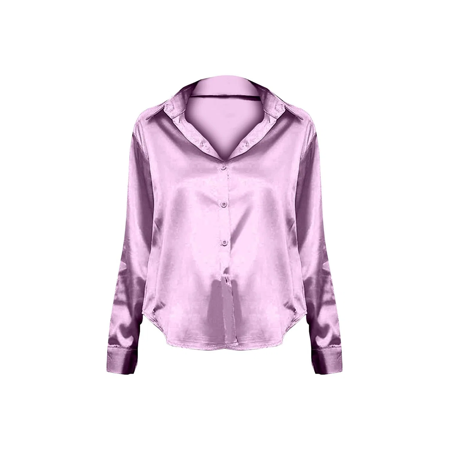 Женская блузка из атласа с длинным рукавом V-образным вырезом, Purple — фото 4