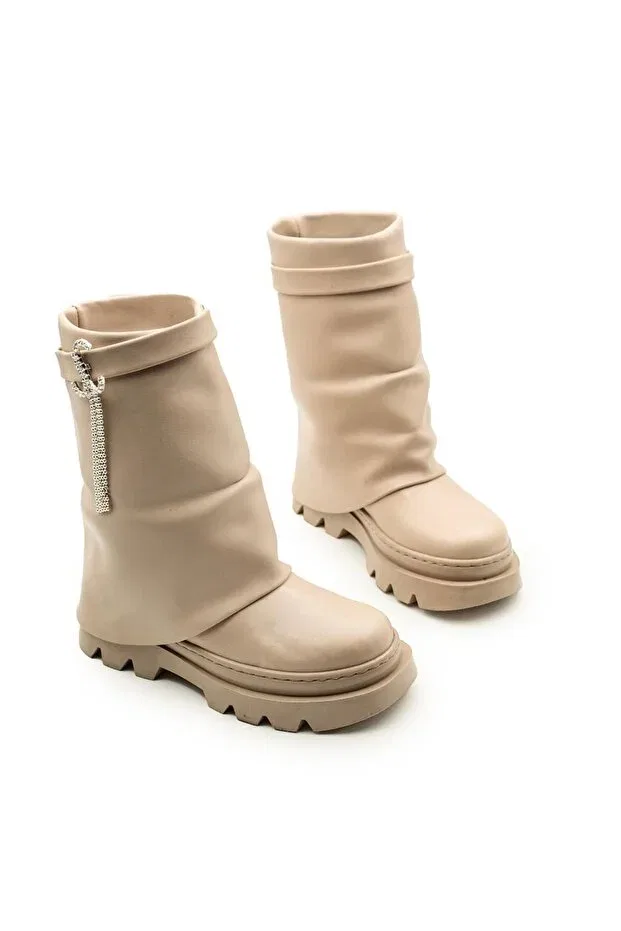 Детские ботинки для девочек на плоской подошве Parparastil, Beige — фото 2