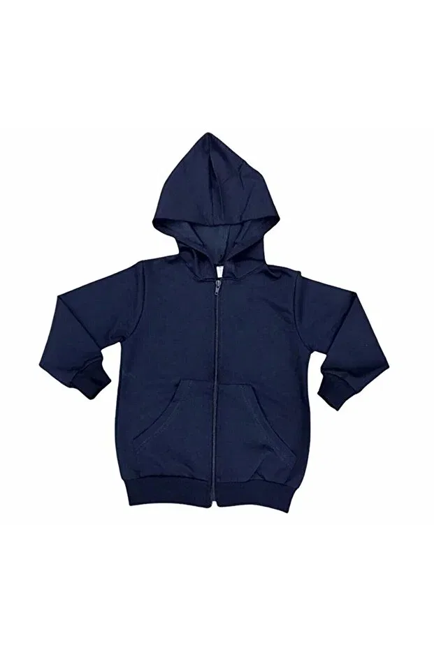 Детское худи на молнии с капюшоном, Unisex kids zippered hooded sweat cardigan, Generic Brands, Navy Blue
