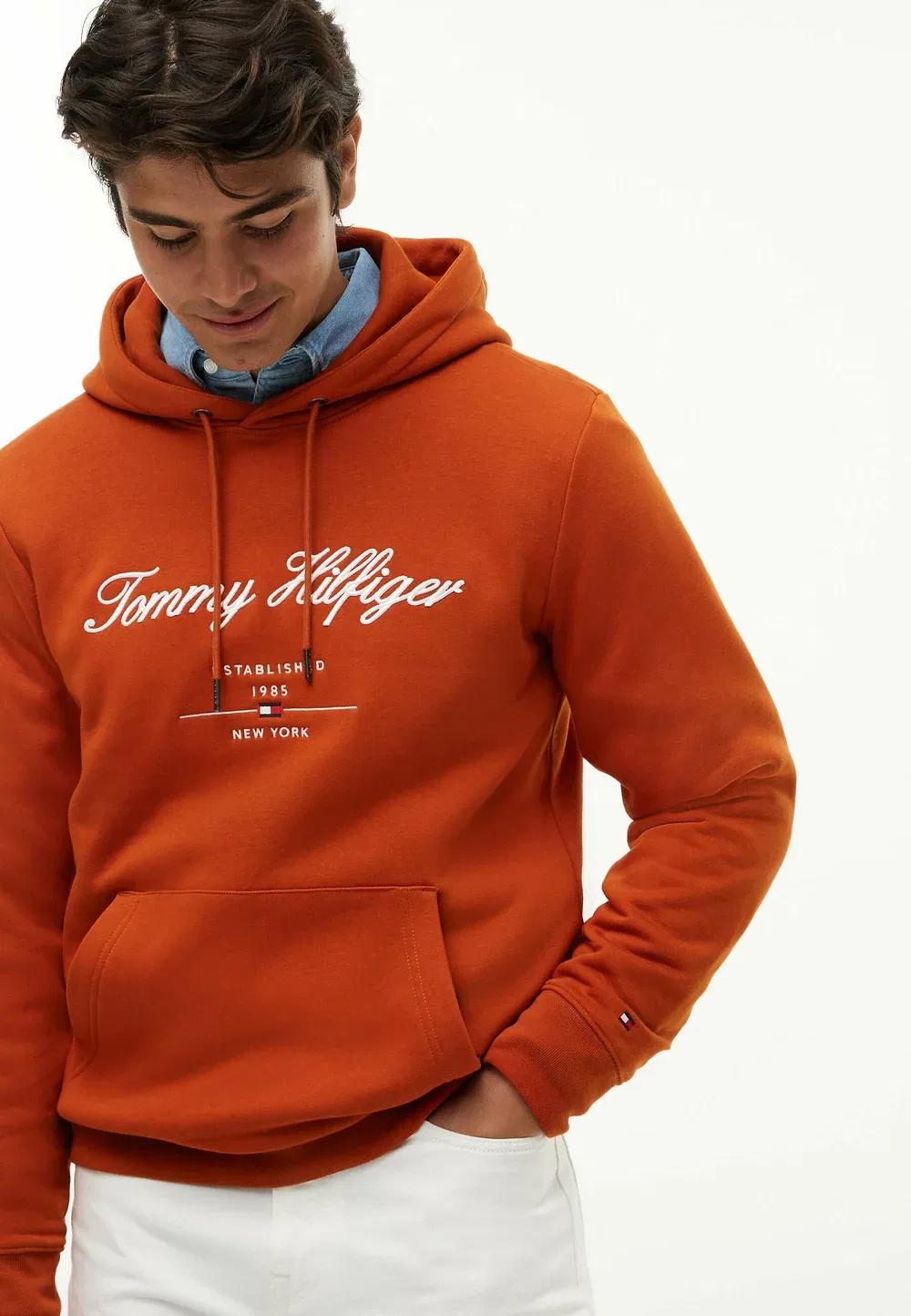 Худи с логотипом Script - любовь к бренду - худи Tommy Hilfiger, Rusty Ochre — фото 4