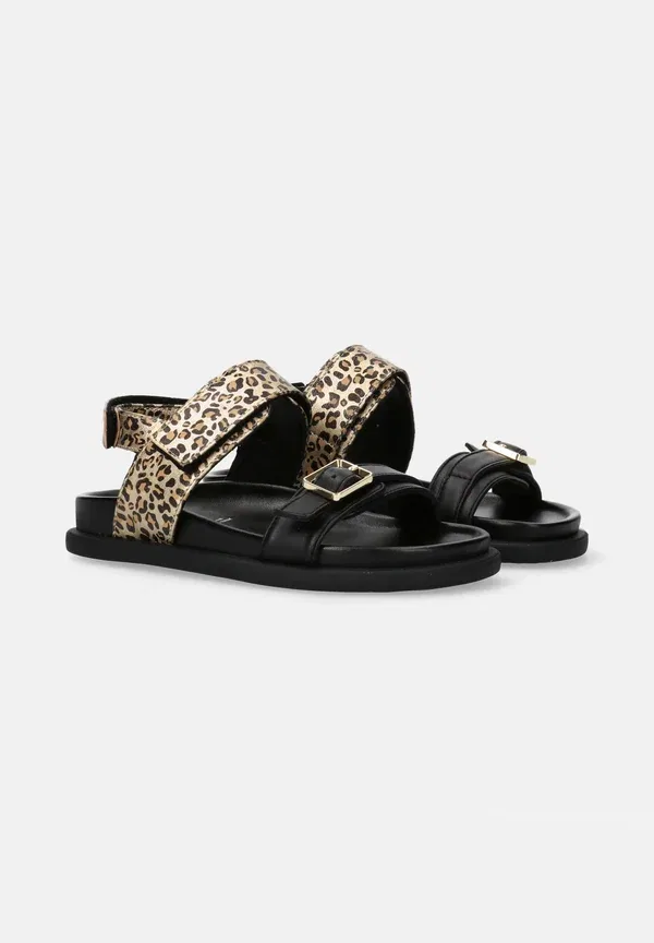 Сандалии с животным принтом Sandali con velcro e fascia animalier Morelli, черный — фото 2