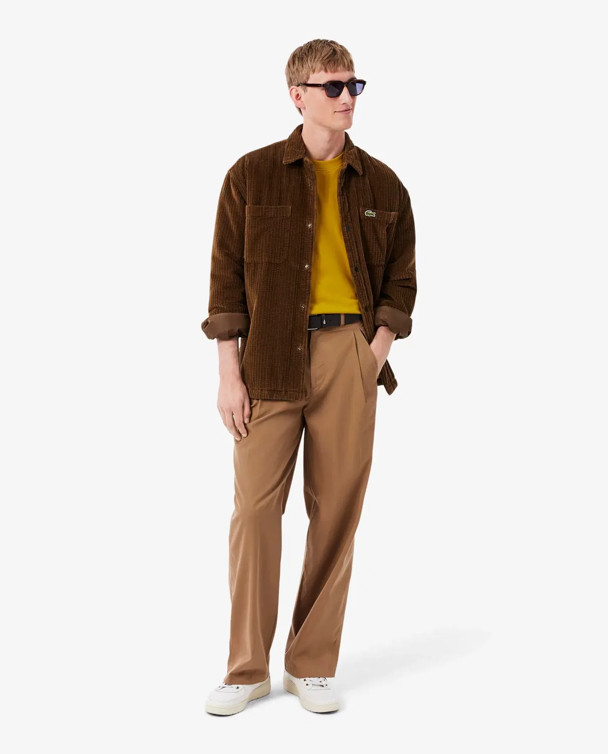 Футболка мужская Lacoste свободного кроя из плотного джерси, oversize, Amarillo — фото 4