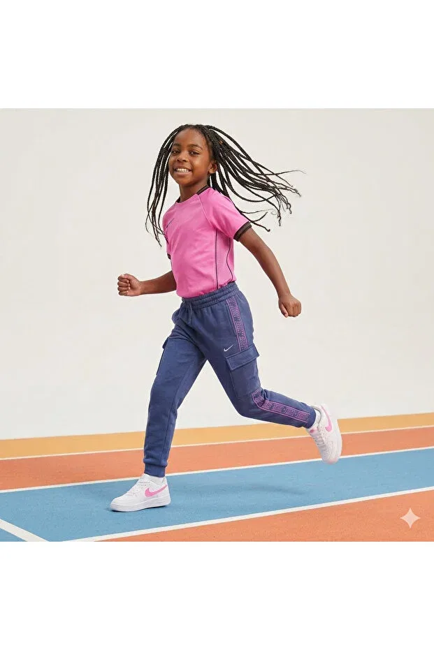 Детские спортивные штаны для девочек карго с эластичным манжетом Nike, Blue — фото 2