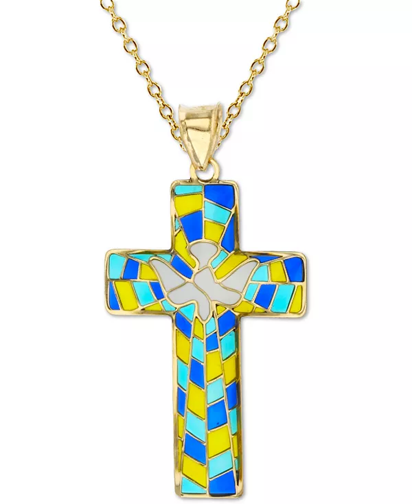 

Ожерелье с подвеской в виде креста в виде голубя, эмалированное, 18 дюймов, из 14-каратного золота Macy'S, gold