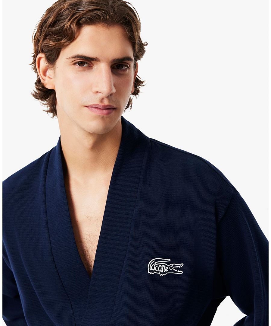 Мужской термохалат из вафельной вязки Lacoste, Navy Blue — фото 2