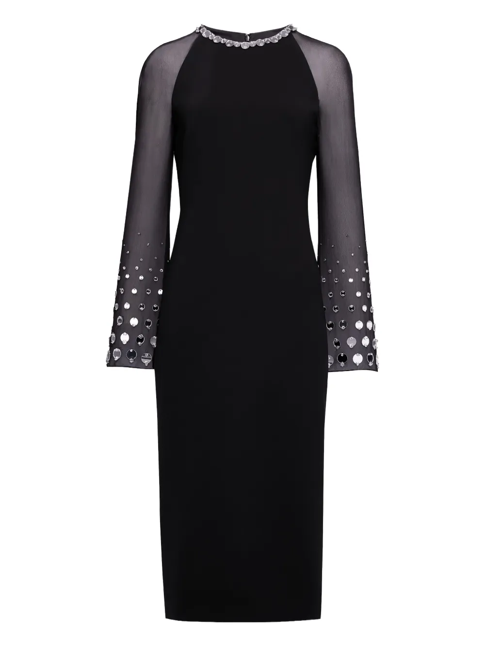 

Платье миди Eurabia с сетчатыми рукавами Jenny Packham, черный