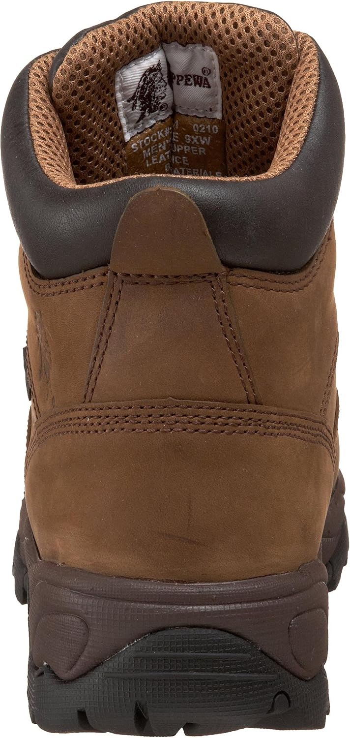 Ботинки Chippewa Graeme 6 с водонепроницаемым композитным носком на шнуровке - противоскользящие ботинки для мужчин - устойчивая к погодным условиям кожа полного зерна - легкие, высокие до щиколотки с резиновой подошвой, коричневый — фото 3