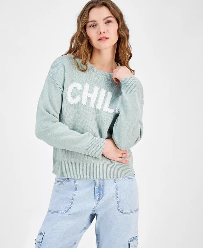 

Толстовка Juniors' Novelty Verbiage Sweater Hooked Up by IOT, зеленый