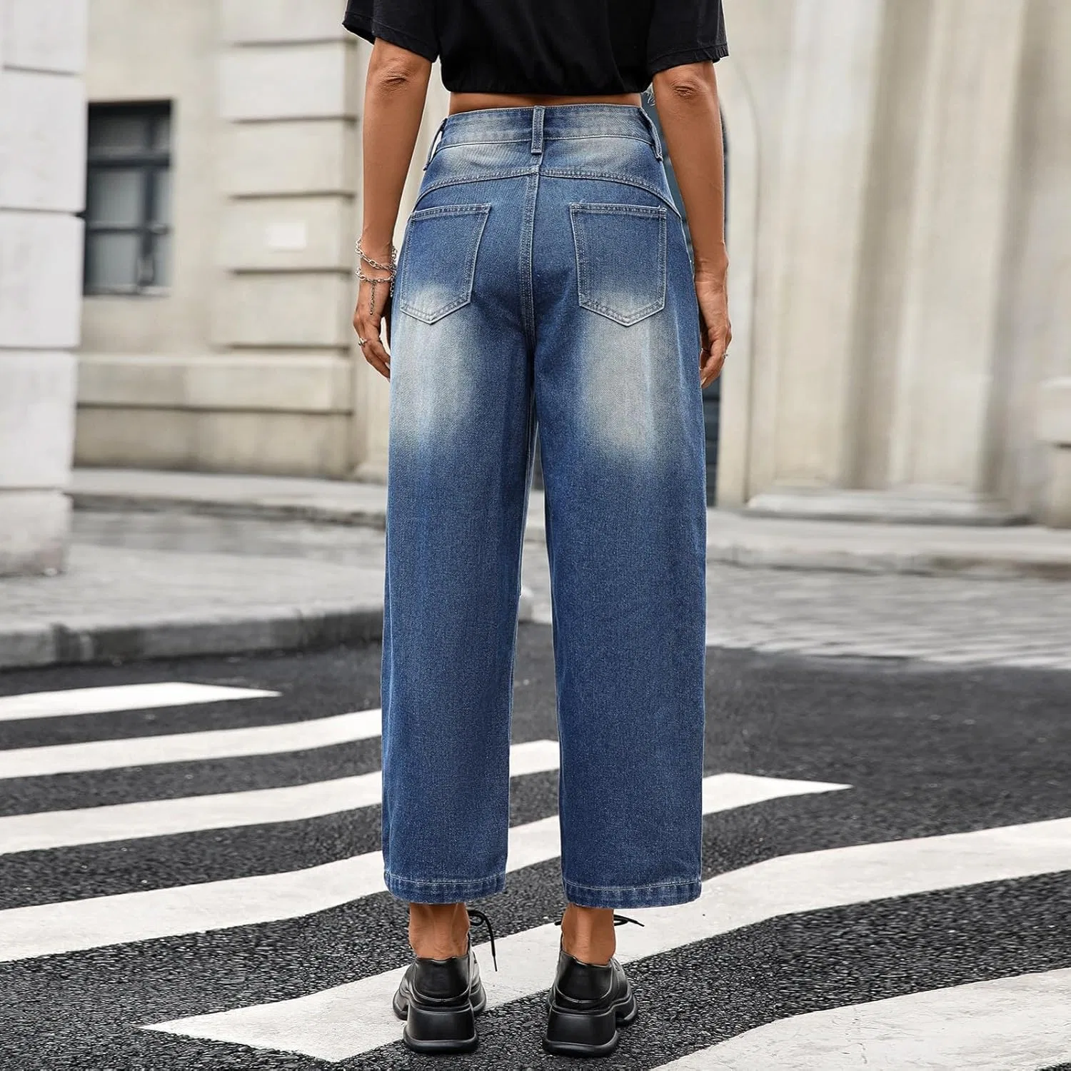 Джинсы широкие Barrel Jeans, синие — фото 4