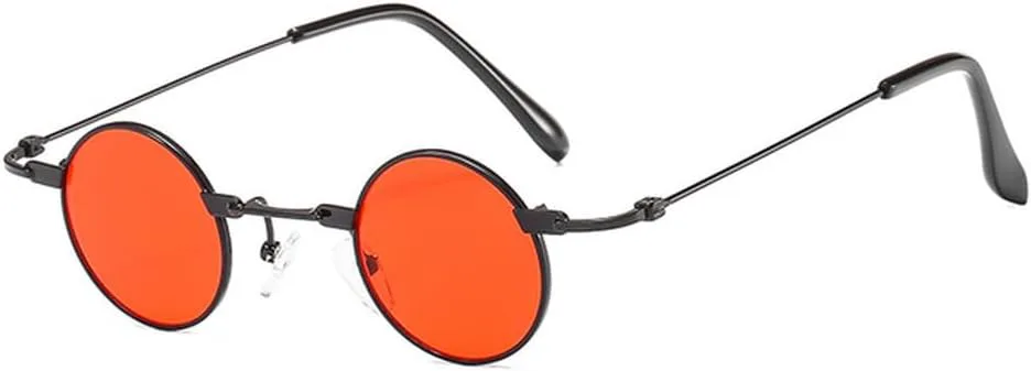 

Винтажные солнцезащитные очки LVTFCO для мужчин и женщин в стиле ретро-панк, маленькая круглая металлическая оправа, цветные линзы, модные очки, C2 Black-red