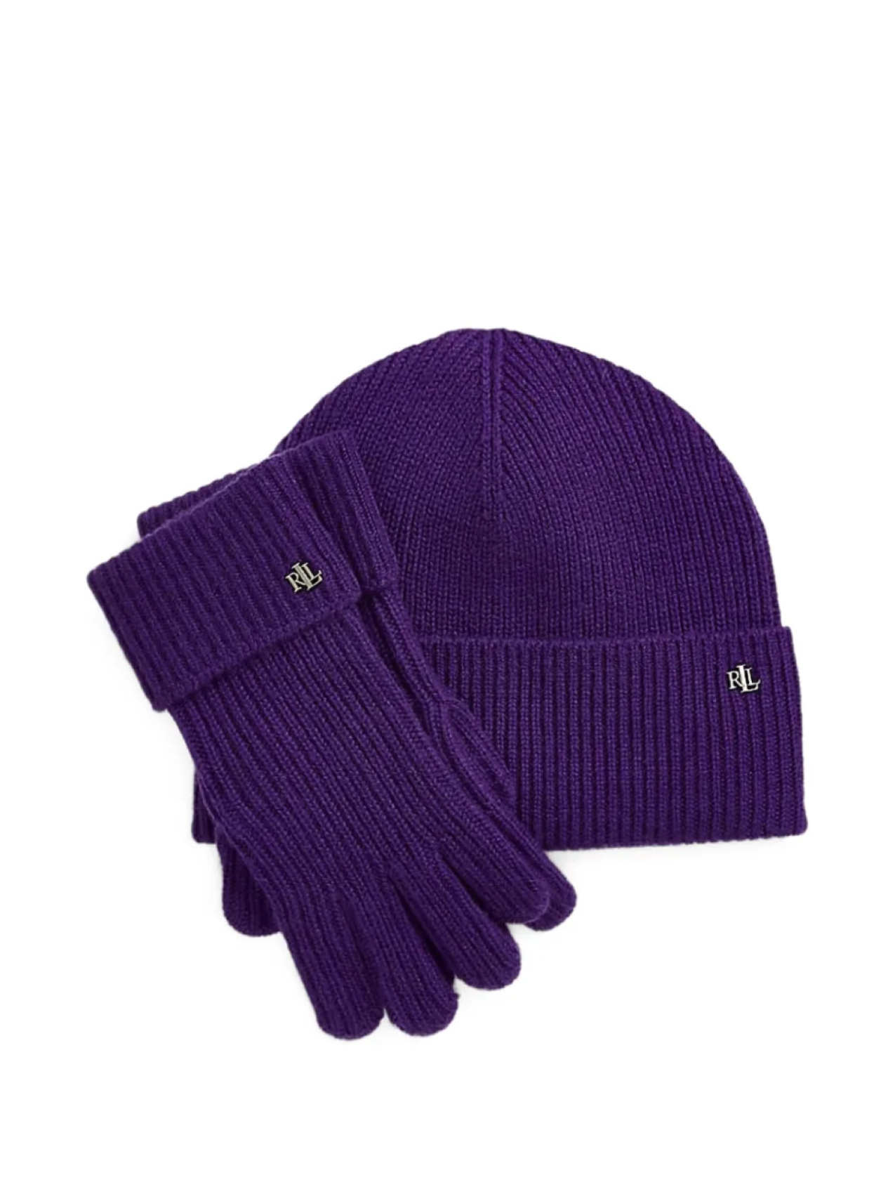 

Lauren Ralph Lauren комплект из шапки бини и перчаток в рубчик, фиолетовый