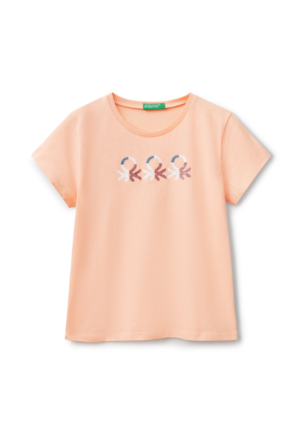 

Футболка с принтом WITH GLITTERY LOGO IN COTTON United Colors of Benetton, оранжевый