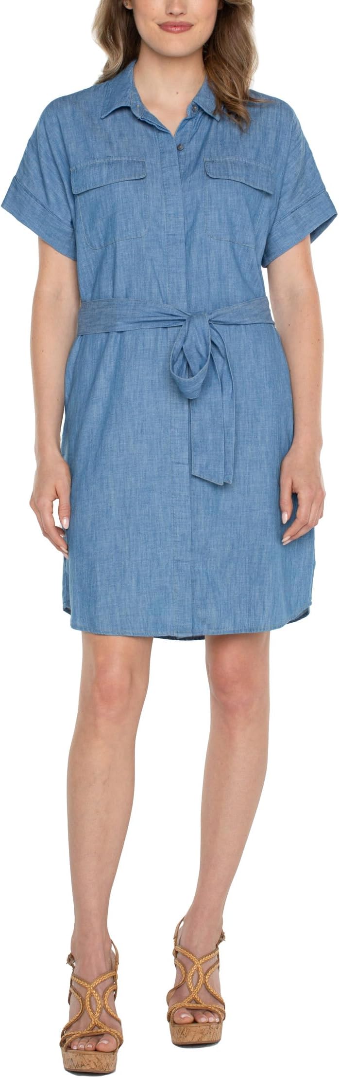 

Платье Liverpool Los Angeles Chambray Belted Shirt Dress, цвет Chambray