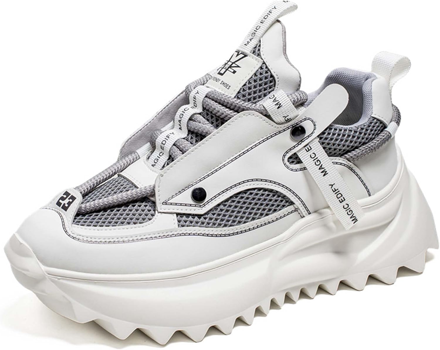 

Мужские дышащие кроссовки с толстой подошвой, модные высокие повседневные туфли на шнуровке, противоскользящие беговые кроссовки, обувь для прогулок, увеличивающая рост Dzbajrqm, серый