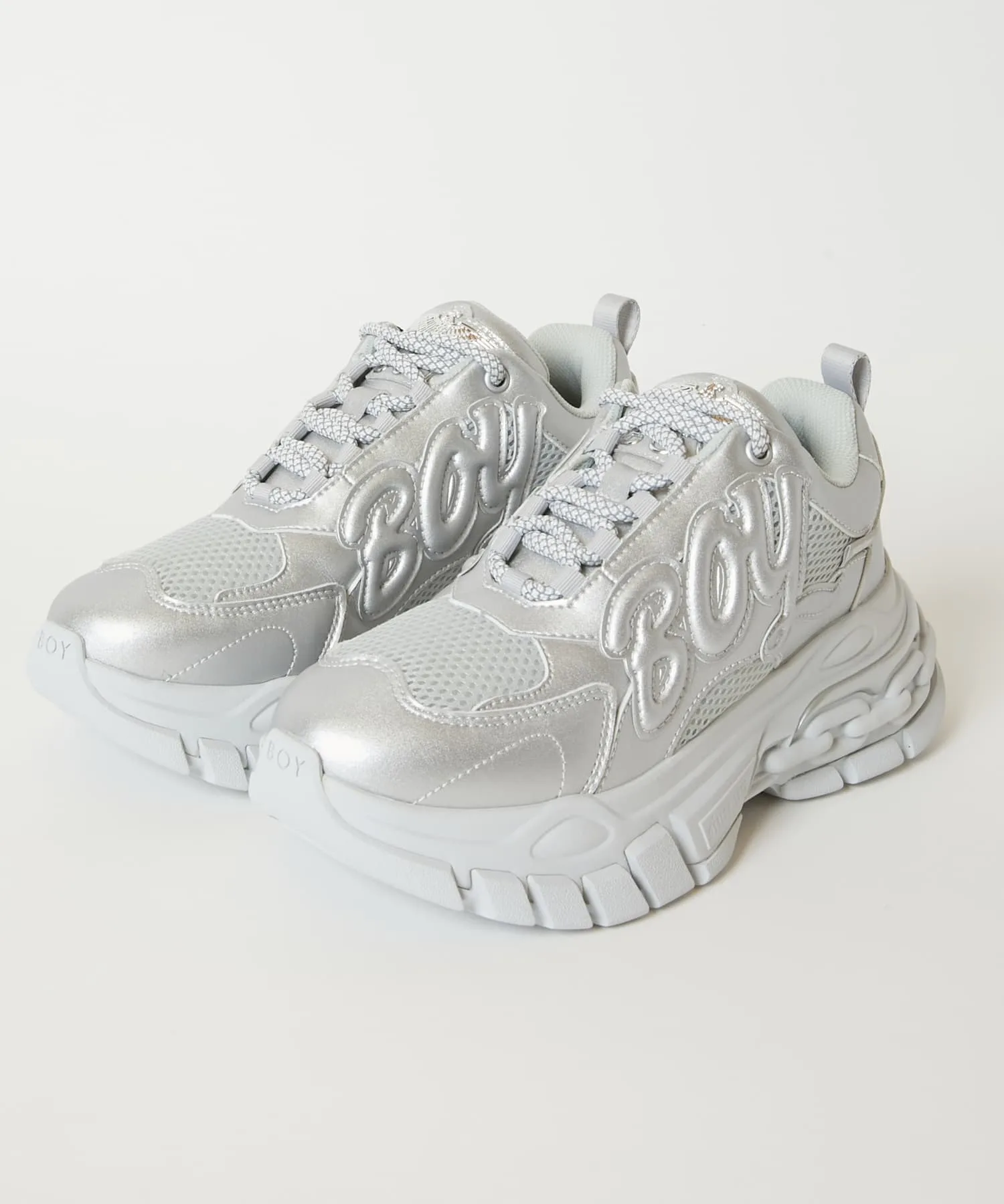 Мужские кроссовки на платформе BOY LONDON SILVER серебряные