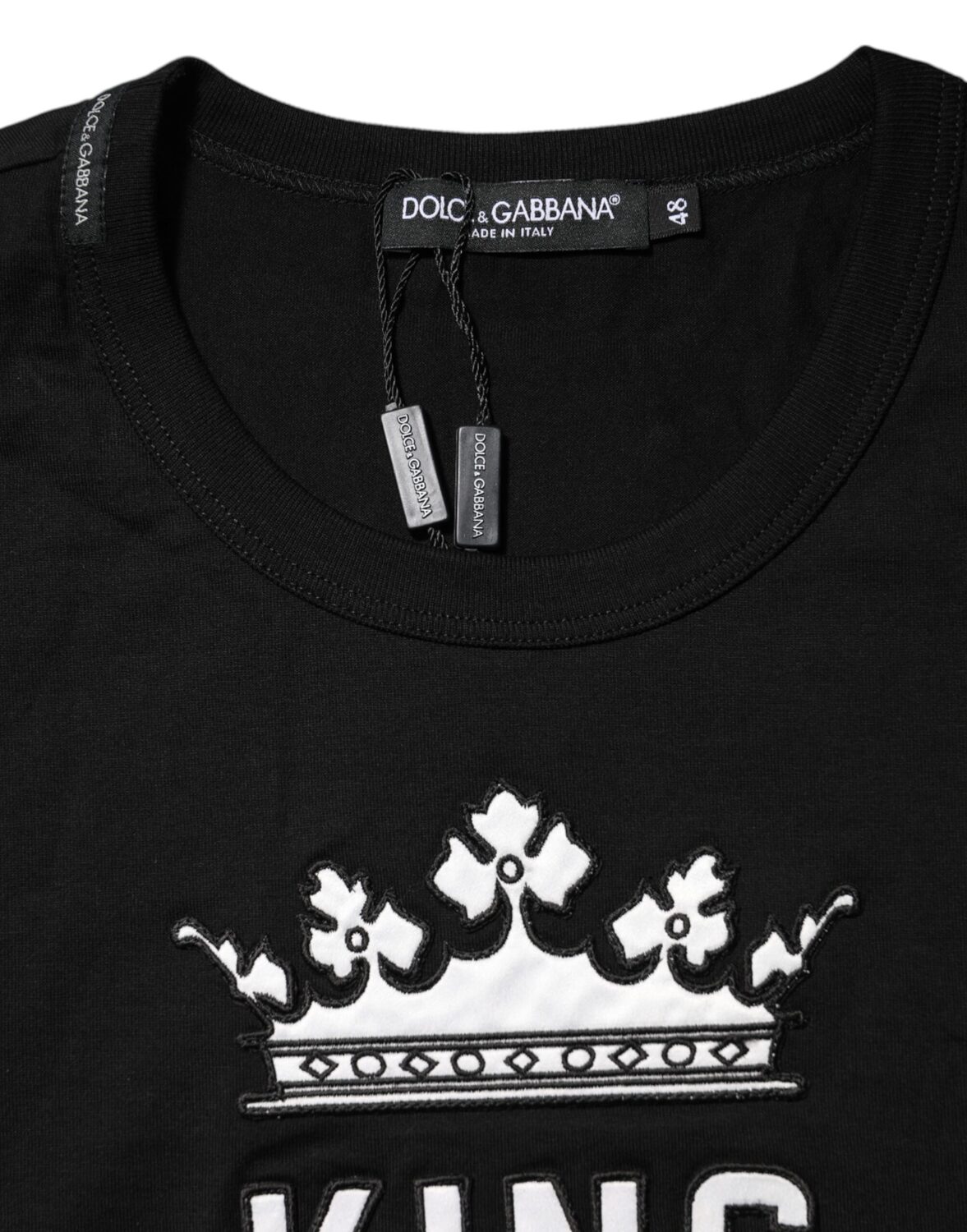 Черная хлопковая футболка с круглым вырезом DG King Crown Dolce & Gabbana, черный — фото 3