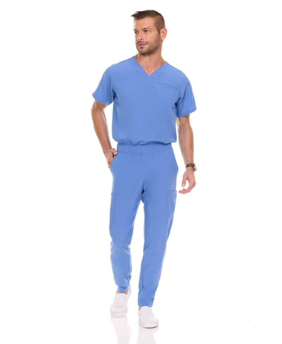 

Мужской медицинский комплект: эластичная медицинская рубашка с V-образным вырезом и брюки с 7 карманами, цвет винный, размер L Medichic, Ceil