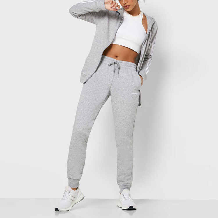 Трикотажные спортивные штаны женские, средние, серо-меланжевые Adidas — фото 3