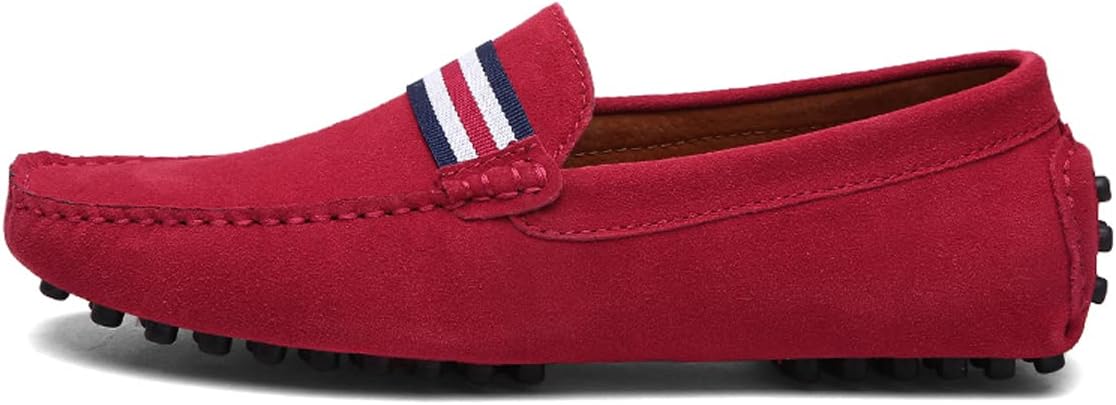 Мокасины Santimon Mens Penny из замшевой кожи, повседневные, без шнурков, для вождения, свадьбы, выпускного, красный — фото 2