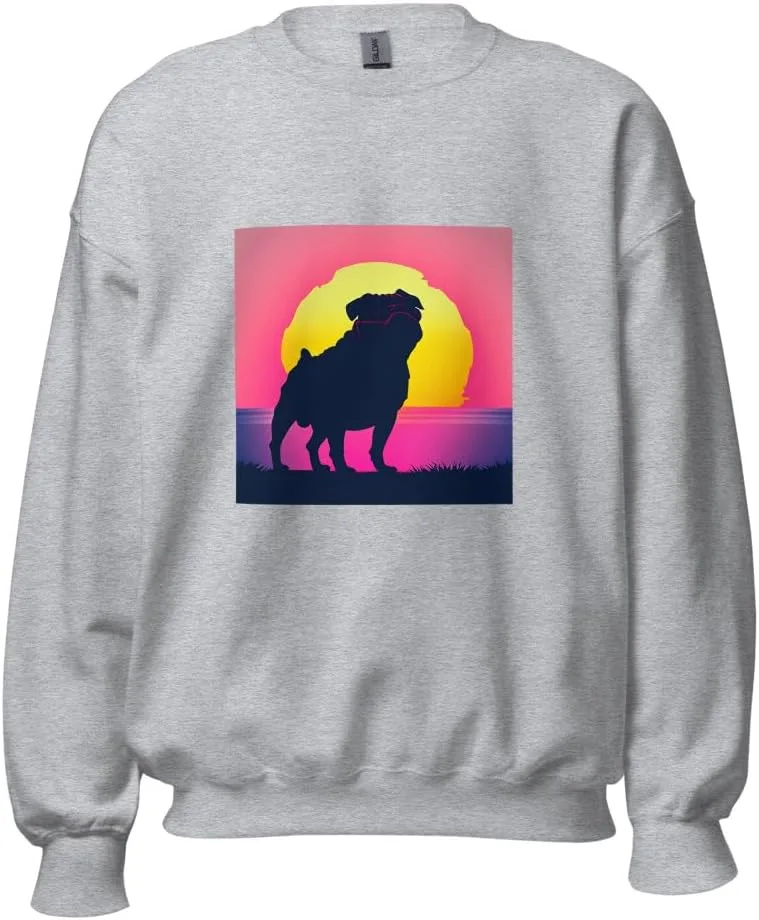 Свитшот Unisex с принтом Pug в стиле Retrowave
