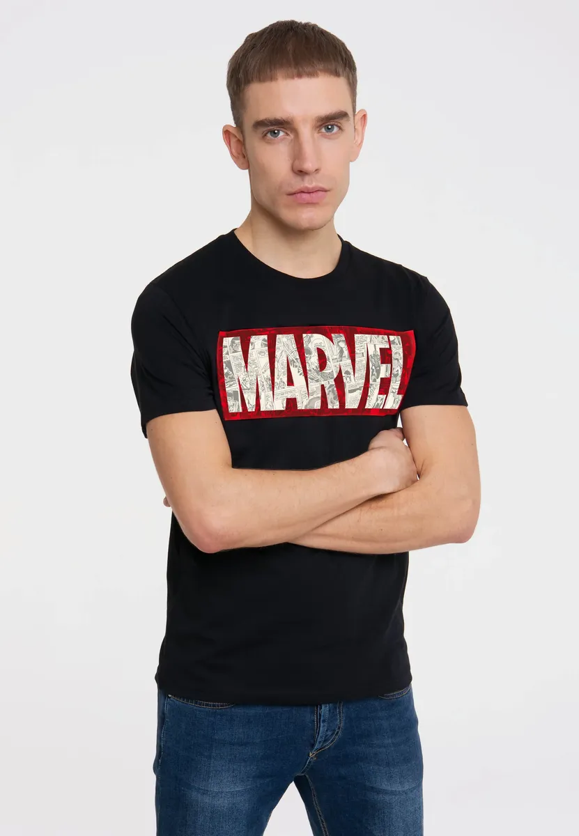 

Logoshirt Футболка "Marvel Comic Block Logo" с крутым принтом, черный