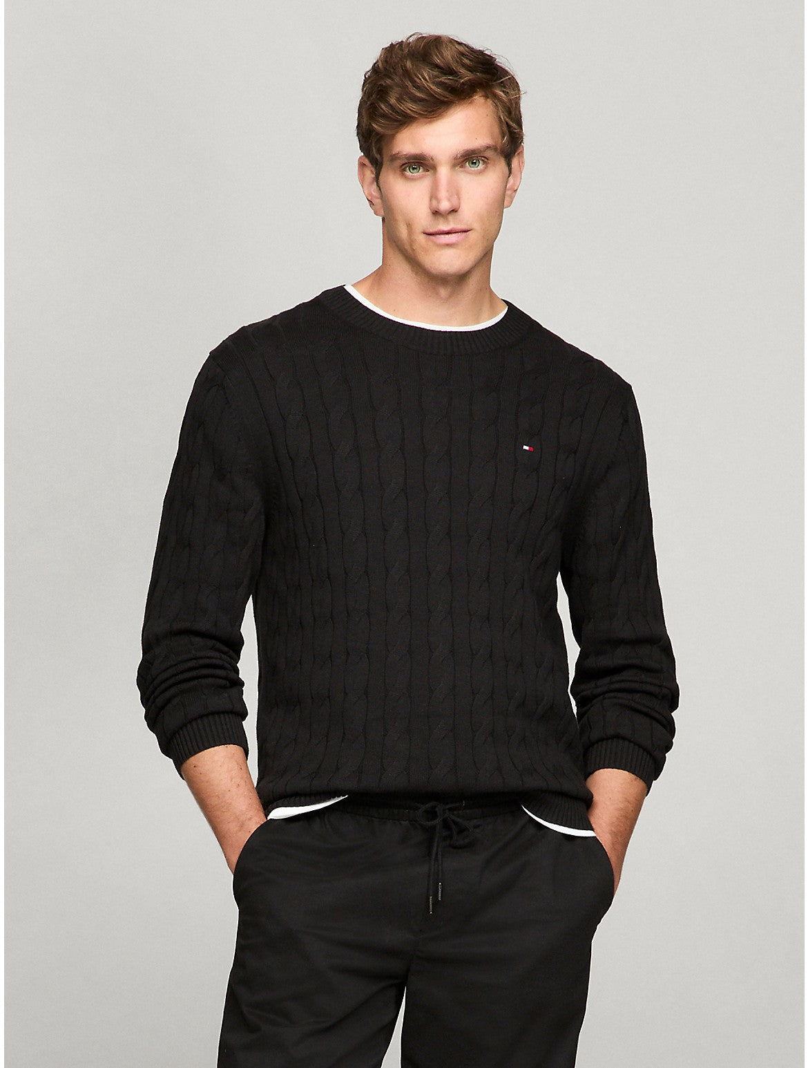 

Мужской свитер Tommy Hilfiger с косами, черный