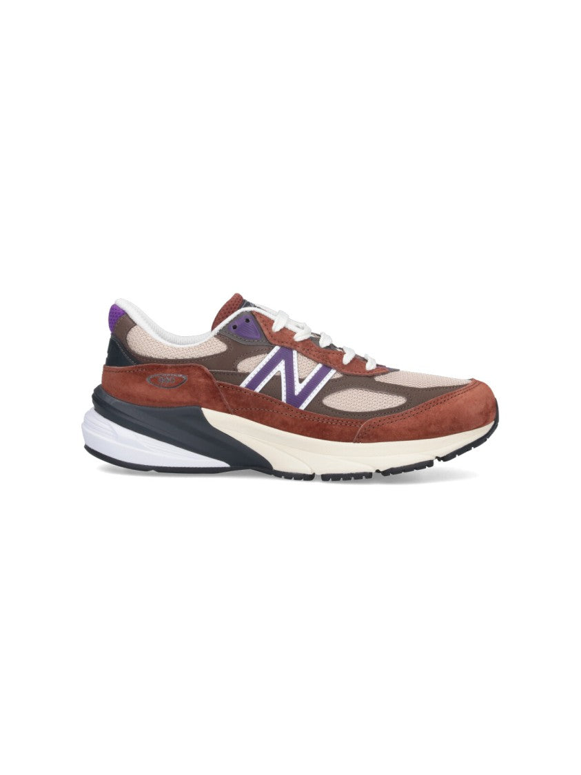 

Кроссовки с круглым носком из замши и сетки New Balance, коричневый