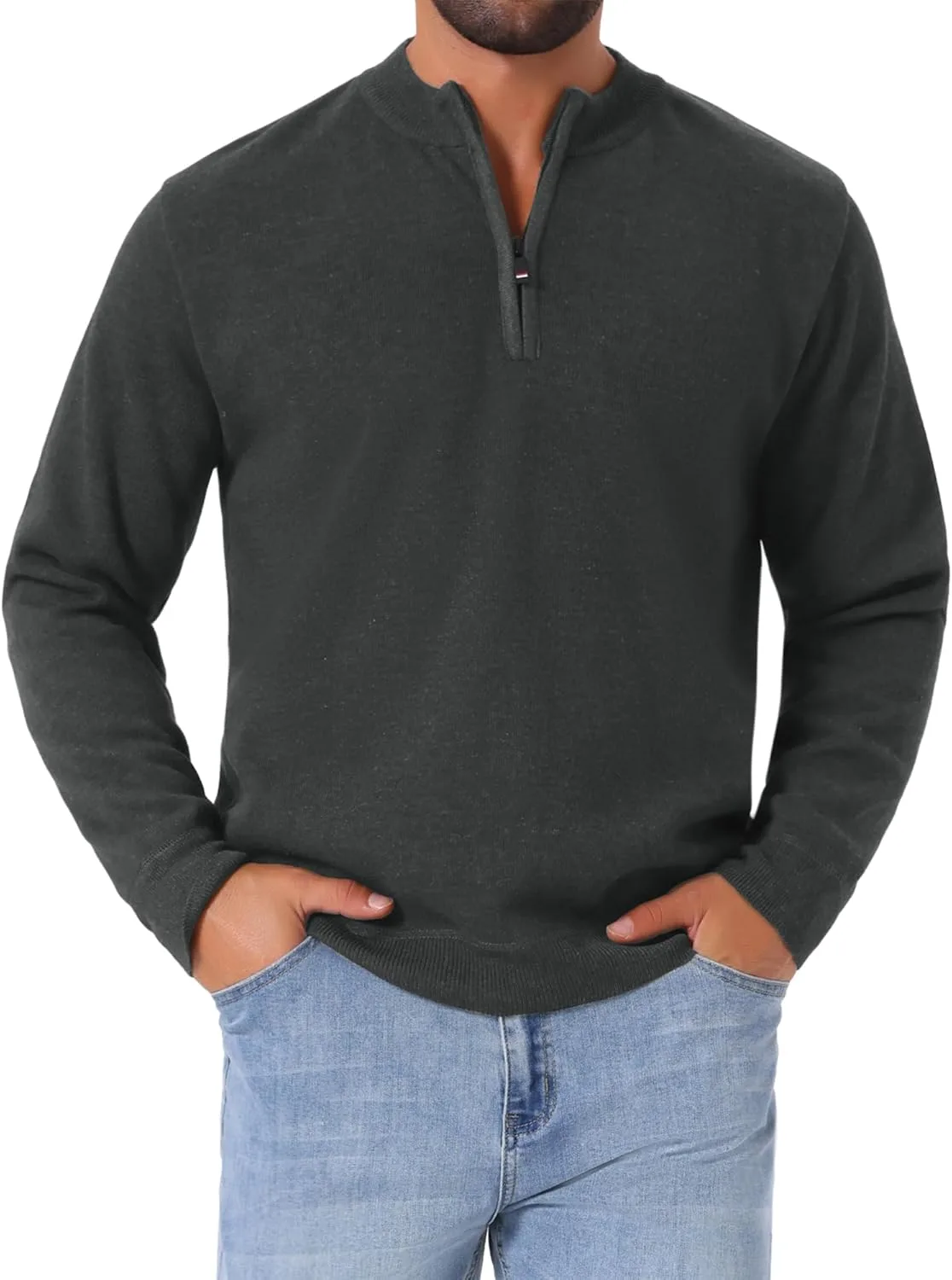 

Мужской свитер-поло с воротником стойкой и молнией на четверть TATT 21