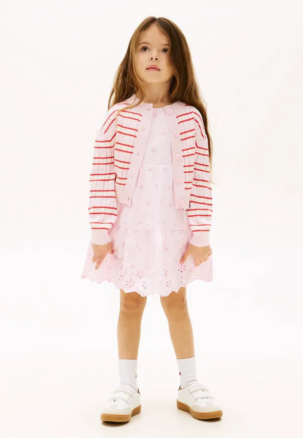 Кардиган в полоску с ажурным узором, свободного кроя. Tommy Hilfiger, Pearly Pink — фото 2