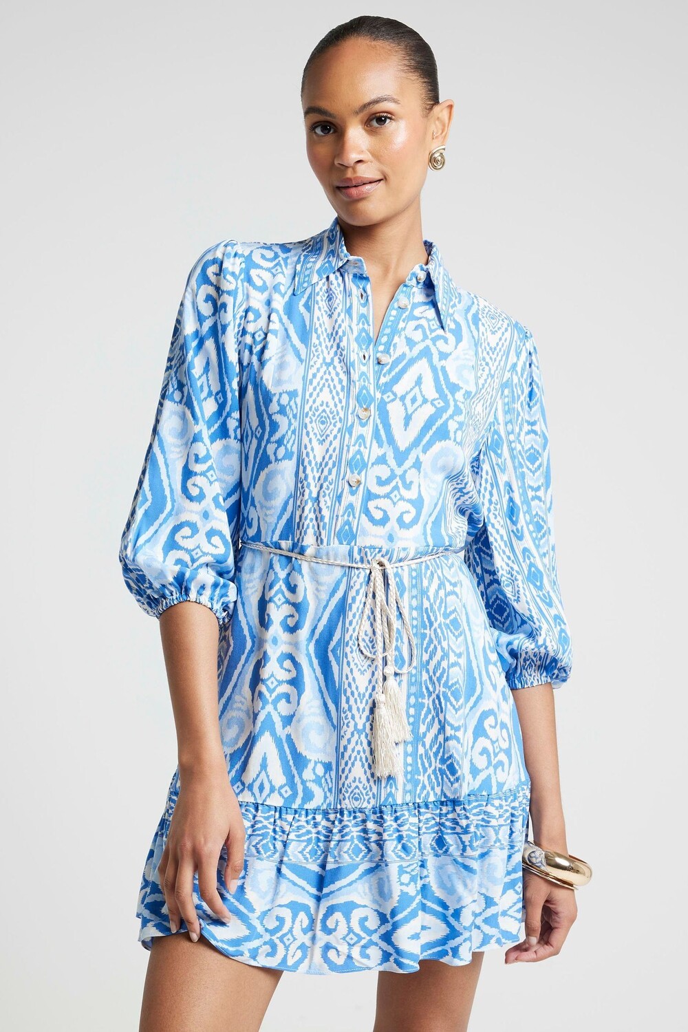 

Платье рубашка с поясом River Island, синий