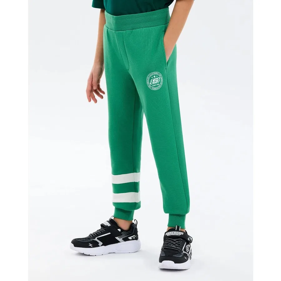 Спортивные штаны с мягким флисом для мальчика B Lw Fleece Sweatpant Skechers, Хаки — фото 4