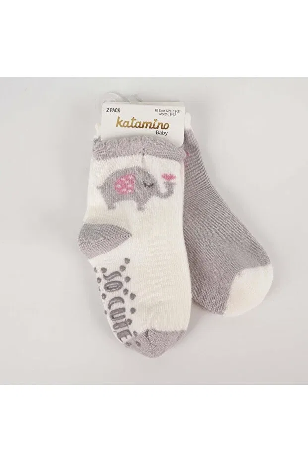 Детские носки для девочек с принтом 2 шт. Socute Generic Brands, Gray