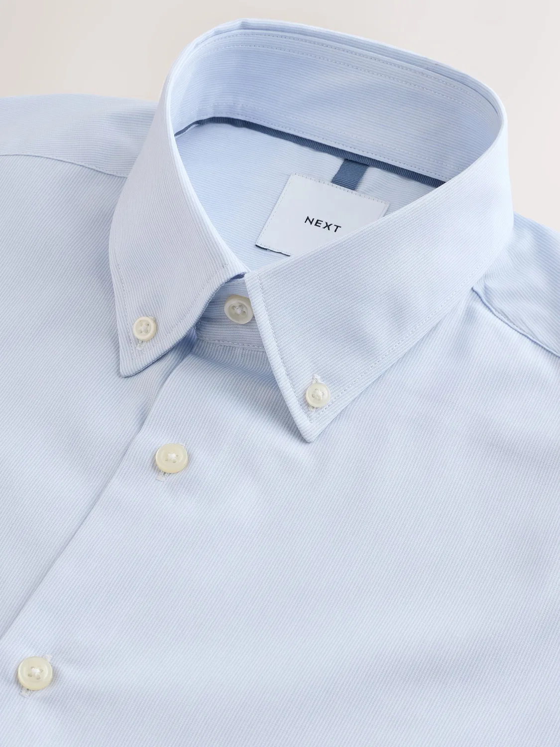 Рубашка с длинным рукавом, Slim Fit, из хлопка с полиэстером Next, сине-серая полоска — фото 4