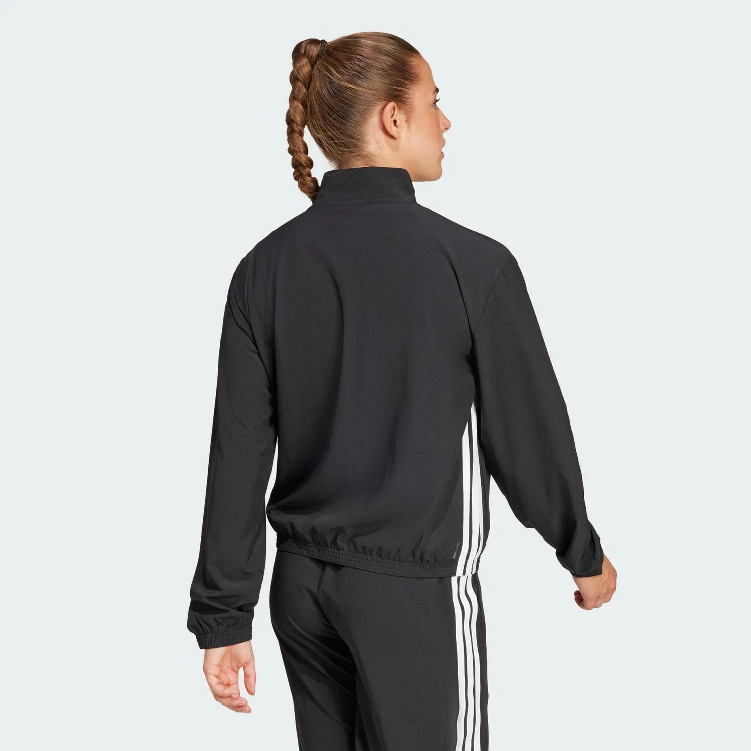 Мужская ветровка с длинным рукавом Train Essentials 3-Streifen Woven Warm-Up Jacke Adidas, Schwarz — фото 3