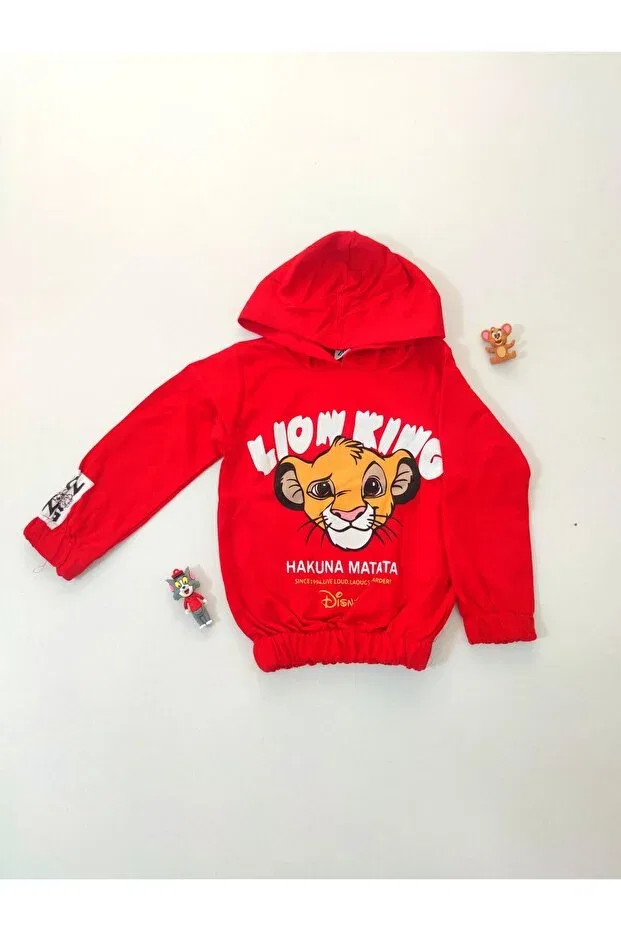 Детский комплект спортивного костюма для девочек с принтом Lion King Dubi Baby, Red — фото 3