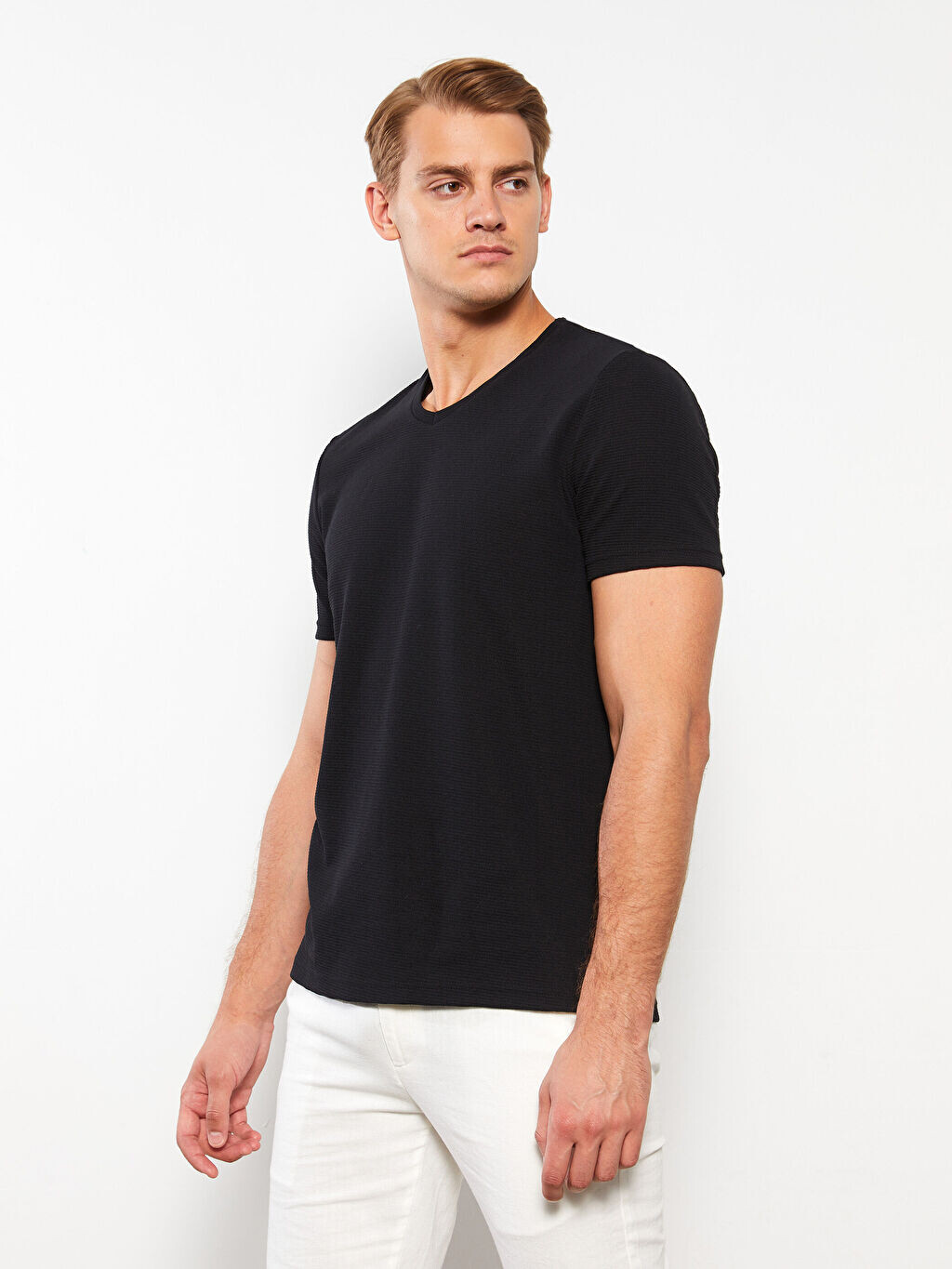 

Мужская футболка с коротким рукавом и V-образным вырезом LCWAIKIKI Classic, Черный, Мужская футболка с коротким рукавом и V-образным вырезом LCWAIKIKI Classic